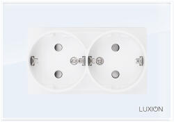 Luxion Priza dubla Luxion alba cu rama din sticla pentru doza simpla (LXD-M1-2110GF-W)
