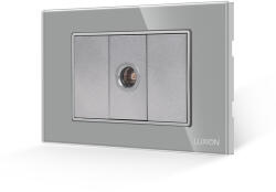 Luxion Priza TV Luxion 3M cu 2 taste false si rama din sticla, gri (LXI-032/22GF-GY)
