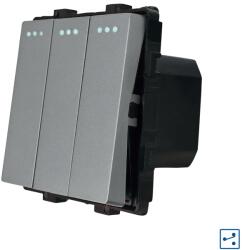 Luxion Intrerupator triplu cap scara mecanic Luxion, gri, compatibil rame din sticla (LX-MP007GY)