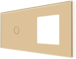 Luxion Panou cu întrerupator touch si priza simpla Luxion, sticla aurie (LX-GP016G)