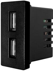 Luxion Modul priza USB dublu 2.4A 5V Luxion, negru, pentru rame din sticla (LX-MP057B)