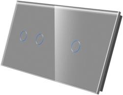 Luxion Panou întrerupator touch dublu + simplu din sticla gri Luxion (LX-GP014GY)