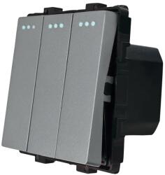 Luxion Intrerupator triplu mecanic Luxion, gri, compatibil cu rame din sticla (LX-MP006GY)