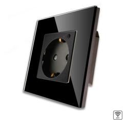 Luxion Priza Wi-Fi simpla Luxion cu monitorizare consum si rama din sticla neagra (LX-1MP034MG-B)