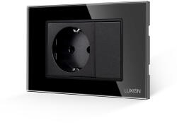 Luxion Priza simpla cu tasta falsa si rama din sticla Luxion, standard italian, 3M (LXI-045/22GF-B)