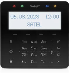 Satel INT-KSG2R-B Érintőgombos kezelő, fehér háttérfény és kijelző, kártyaolvasó, fekete