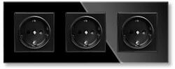 iUni Priza tripla cu rama din sticla securizata iUni WS3, 16A, Black (553622)