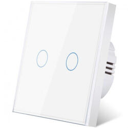 iUni Intrerupator touch iUni 2F, 2 Canale, Sticla Securizata, LED (550218)