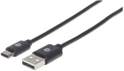 Manhattan 354929 USB 2.0 2 M USB A USB C 0, 48 Gbit/s Fekete USB kábel (354929)