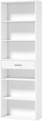 HOMCOM Bibliotecă verticală înaltă cu 7 polițe, 6 cuburi și sertar din lemn, 60x24x182 cm, Alb | Aosom Romania (836-724V00WT) Biblioteca