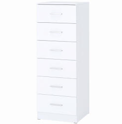 HOMCOM Comodă cu 6 Sertare, Mobilier Modern, 40x40x110 cm, Alb | Aosom Romania (83D-325V90WT) Comoda