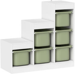 AIYAPLAY Raft pentru jucării, 3 niveluri, 6 cutii, pentru copii 3-8 ani, 96 x 38, 5 x 90 cm, verde | Aosom Romania (311-070V80GN)