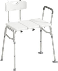 HOMCOM Banc de transfer pentru cadă, reglabil pe 10 niveluri, șezut lat, spătar, cotieră, 86x60x89-101cm, Alb | Aosom Romania (712-084V00WT)