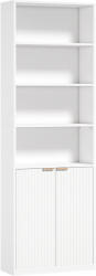 HOMCOM Bibliotecă cu 6 nivele, Mobilier de depozitare, 60 x 24 x 182 cm cu 4 compartimente deschise și 2 uși, Alb | Aosom Romania (836-726V00WT) Biblioteca
