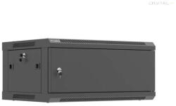 Lanberg WF01-6404-00B 19" 4U SZÉL: 600mm MÉLY: 450mm MAG: 290mm lapraszerelt fémajtós fekete fali rack szekrény (WF01-6404-00B)