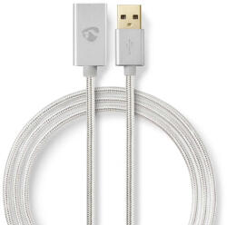 Nedis CCTB60010AL20 USB 2.0 2 M USB A 0, 48 Gbit/s Alumínium USB kábel (CCTB60010AL20)