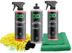 3DProducts Set Complet Spălare Auto, Curățare Jante Anvelope, Protecție Ceramică Mată Anvelope, Luciu Vopsea, 3D GLW Series, 3DProducts