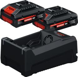 Bosch Set acumulatori 18V, EXPERT 2x acumulatori EXPERT, 18V, 4Ah + Încărcător rapid EXPERT Li-Ion, 12V și 18V, 8Ah (1600A0373J)