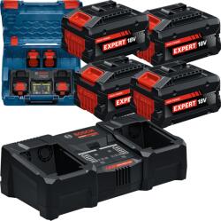 Bosch Set acumulatori 18V, EXPERT 2x acumulatori EXPERT, 18V, 5.5Ah + 2x acumulatori EXPERT, 18V, 8Ah + Încărcător EXPERT Li-Ion de 16Ah, 18V, pentru 2 acumulatori (încărcare paralelă) + L-Boxx (1600A0373Y)