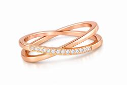 Troli Inel dublu fin din oțel placat cu aur cu zirconiu transparent RoseGold 54 mm