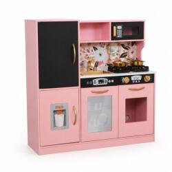 Pepita Bucătărie din lemn Pepita cu LED, accesorii și tablă de desen - roz (W10C946C) Bucatarie copii