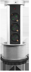LogiLink Multipriza incorporabila LogiLink LPS235A, 3 prize, mecanism ridicare/coborare, indicator LED, H05VV-F 3G 1.5 mmÂ˛, cordon 1.8 m, Argintiu/Negru/Alb (LPS235A)