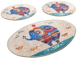 Persera Set 3 Covorase baie Etnic Oval, 60 x 100 cm, 50 x 60 cm, Antiderapant, Multicolor (ETNIC4407) Covor baie