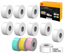 Kodak Set 12 role etichete autoadezive Kodak pentru imprimanta ERA M50, 9 albe, 1 roz, 1 verde, 1 galben, 13x30mm (KOICRGM5012P12)
