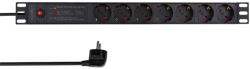 LogiLink Prelungitor PDU LOGILINK 1U pentru rack 19 inch, 7 prize Schuko, intrare Schuko, max 16 A, ON/OFF, prot. suprasarcina, filtru de linie, IP20, 2 m, negru (PDU7C02)