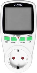 VIRONE Priza programabila VIRONE DT-1(GS), schuko, 230V, 16A, 3680W, 12/24 ore, IP20, 16 programe, functie vara/iarna, alb (DT-1(GS))