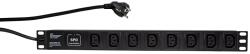 LogiLink PDU LOGILINK 1U pt. rack 19 inch, 8 prize IEC, intrare Schuko, max 16 A, protectie supratensiune, 2 m, "PDU8A01" (timbru (PDU8A01)
