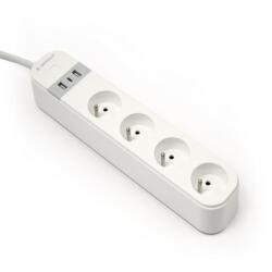 Gembird Prelungitor cu incarcator USB, Gembird, 4 Prize, Alb (TSL-PS-F4U-01-W)
