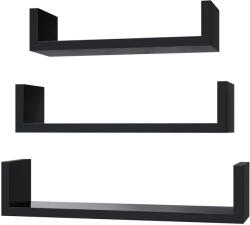 âsongmics Raft perete Cube, Set 3 bucati, MDF, Negru (LWS40BK) Raft