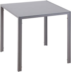 HomCom Négyzet alakú 4 Személyes Asztal Fém/Biztonsági Üveg, 75x75x75cm, Szürke