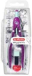 Herlitz my. pen Gyorsan Állítható Körző Pótbetétekkel és Hegyezővel, Rózsaszín-Menta