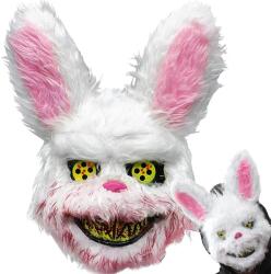 VERK GROUP Mască de iepure psihopat de Halloween, cu gură plină de sânge și ochi nebuni (26120)
