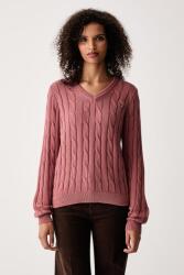 U. S. Polo Assn U. S. Polo Assn. női pamut pulóver V-NECK CABLE - rózsaszín S
