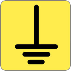  Földelés jel Öntapadós sárga matrica, 20x20 mm-es méretben, 20db/ív (ERV139001ONV00200020) (ERV139001ONV00200020)