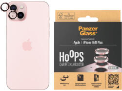 PanzerGlass Protecție lentile cameră Hoops pentru iPhone 15/15 Plus, Roz, PanzerGlass