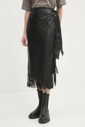 Never Fully Dressed bőr szoknya Vegan Leather Fringe Jaspre - fekete XS