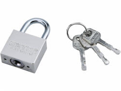 Extol Premium lakat, vas, matt nikkel, 3db kulcs; 30mm, edzett acél kengyel, szárátmérő: 5 mm (8857403)