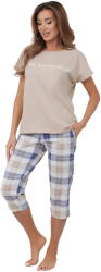 Italian Fashion pijama damă RIMA mânecă scurtă, pantaloni 3/4, bej/imprimeu: XXL (AAF-KPZ-RIMA-K3BD XXL)