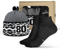 Bontis Set cadou: Căciulă de iarnă aniversară Bontis cu șosete - 80 (set-ZMIJ-III_80_blck_46)