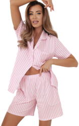 Italian Fashion pijama damă GENNA mânecă scurtă, pantaloni scurți, imprimeu roz: M (AAF-KPZ-GENN-KKDR M)