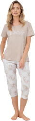 Italian Fashion pijama damă AROLA mânecă scurtă, pantaloni 3/4, bej/imprimeu: XXL (AAF-KPZ-AROL-K3BD XXL)