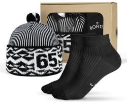 Bontis Set cadou: Căciulă de iarnă aniversară Bontis cu șosete - 65 (set-ZMIJ-III_65_blck_46)