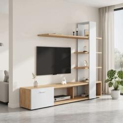 Hommoo Tv szekrény 180x33, 5x151, 5 cm fehér, fa, dió utánzat (103)