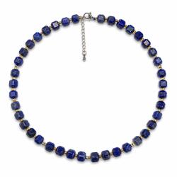  Colier Lapis Lazuli Cub Fatetat 7x7 mm cu Argint 925 sau Inox 316L 1 Buc