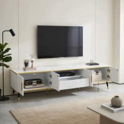 Hommoo Tv szekrény 200x40x46 cm fehér forgácslap, márvány felülettel (103)