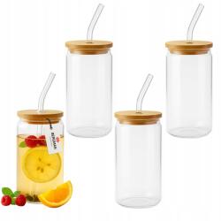 Premium Pohár szett szívószállal és fedéllel 550ml Bergman italokhoz 4 db-os